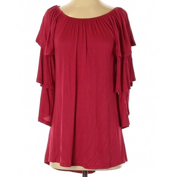 Tunic top raspberry tiered relaxed flattering - Picture 1 of 8